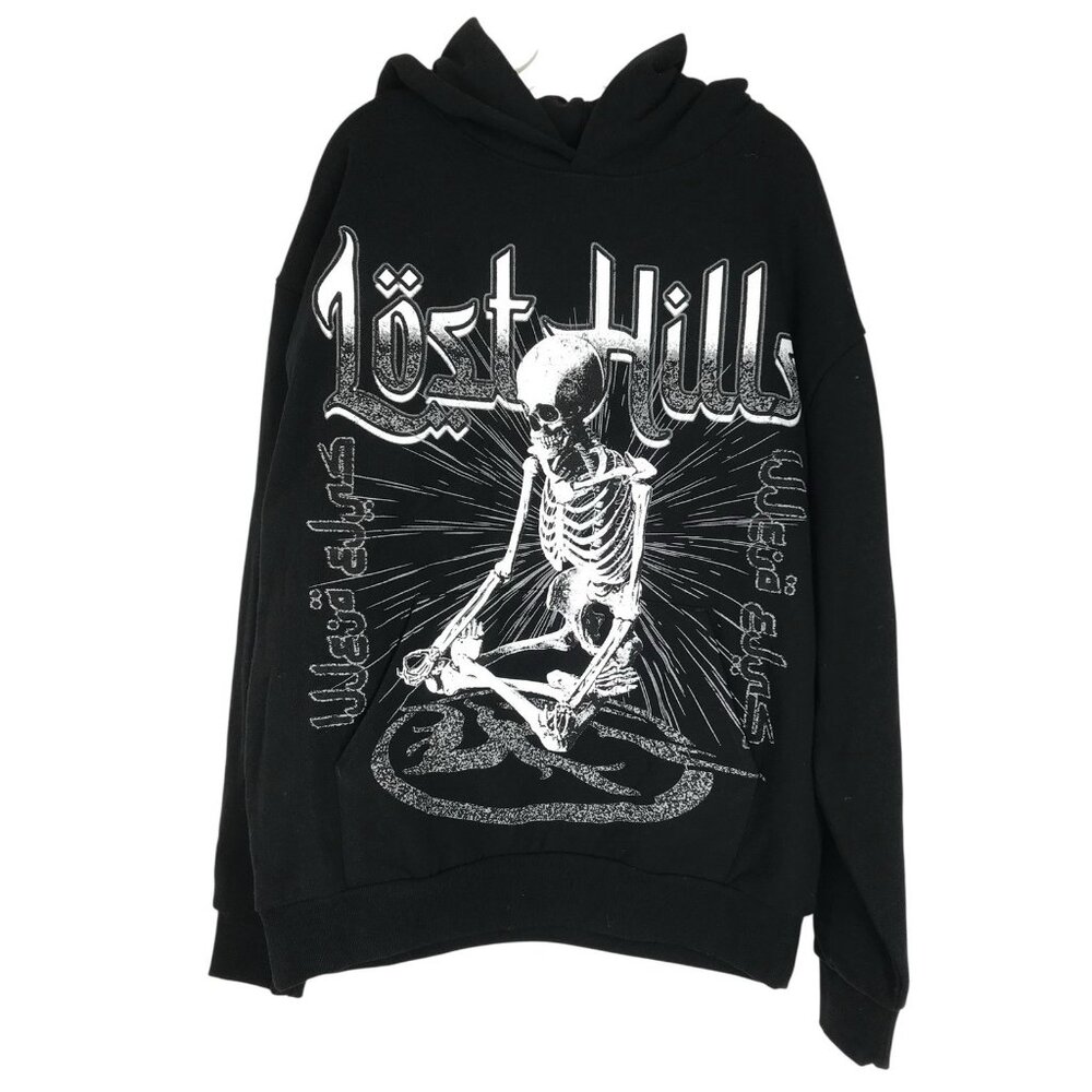 Lost Hills Hoodie Sweatshirt Mens Size‎ Large Black Skull Skeleton Long Sleeve